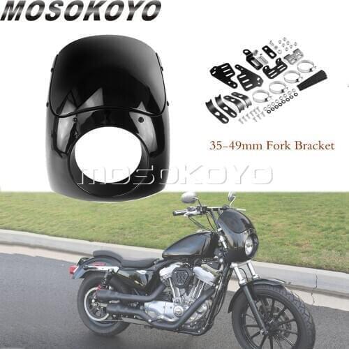5.75‘’ Motorcycle Outlaw Headlight Fairing For Harley 883 Sportster Dyna Low Rider FX/FL Custom 35-49mm Fork Tubes Windscreen