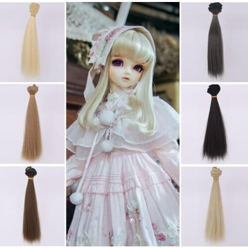 20cm tresses Straight Hair Extensions for All Dolls DIY Hair Wigs Heat Resistant Fiber Hair Wefts Accessories toys