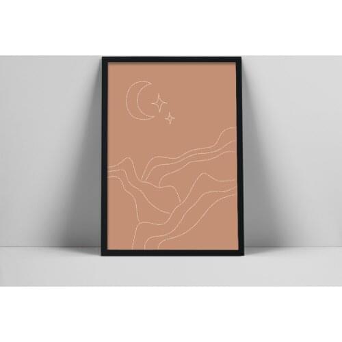 Landscape Line Art Print | Abstract Mountains Poster | Minimal Landscape Wall Art | Line Drawing Mountains | Celesman With Flow