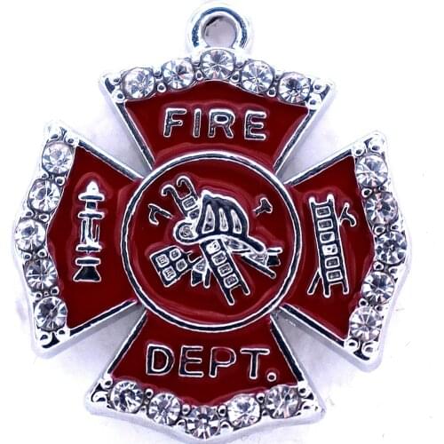 Alloy Eco Friendly Metal Enamel Oil Red Cross Firefighter Fire Dept Charms pendants For Necklaces Bracelets Making