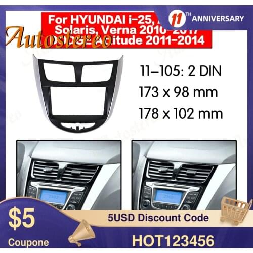 Car radio Frame Panel for Hyundai i25 Accent Solaris Verna 2010-2017 Dodge Attitude 2011-2014 Audio Panel Facia Bezel Adaptor