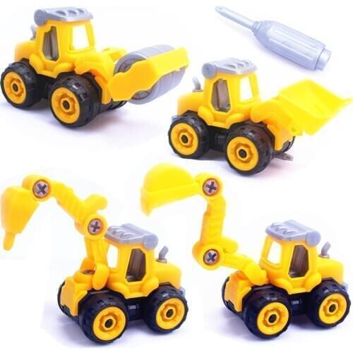 Disassembly Engineering Cars mini Diecast Plastic car Construction Vehicle Excavator Model toys for children with toy boys gifts