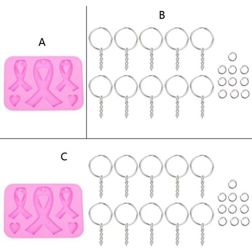 Handmade AIDS Cancer Awareness Bow Keychains Resin Mold Silicone Red Ribbon Bow Epoxy Resin Mold Jewelry Making Tools