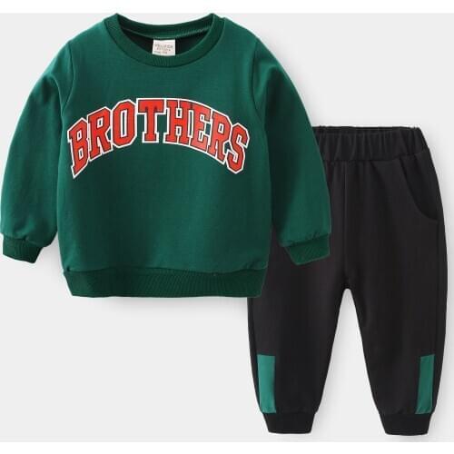 ZWF371 Boy Clothing Tracksuits Sets Autumn Teens Letter Casual Kids Clothes Sports Suits 2 3 4 5 6 7 8 9 10 Years