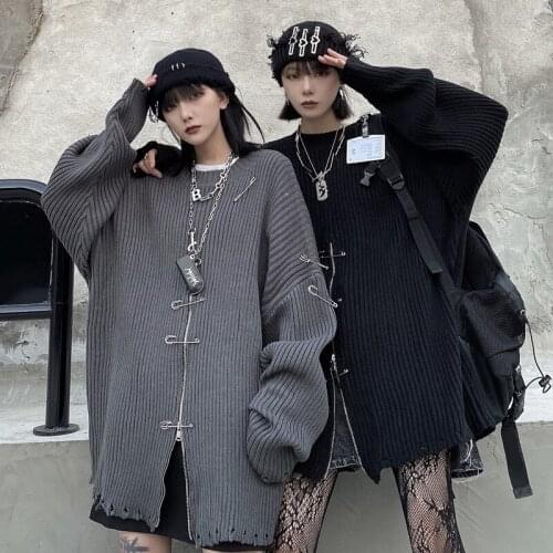 European Spring Autumn Design Sense Niche New Loose Knitted Retro Long-sleeved Sweater Women Tops Fashion Streetwear 2021