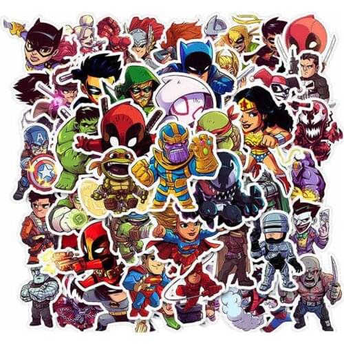 50 No Repeat Cartoon Marvel Superhero Waterproof Personality Skateboard Suitcase Computer Guitar Graffiti Stickers