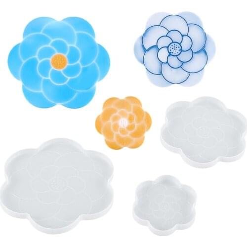 X4YA Cherry Blossom Desktop Decorations Epoxy Resin Mold Tray Coaster Silicone Mould DIY Crafts Ornaments Casting Tools