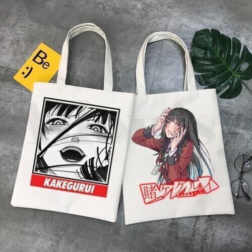 Anime Kakegurui Yumeko Jabami Japanese School Handbags Shoulder Bags Casual Shopping Girls Handbag Women Elegant Canvas Bag