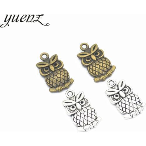 YuenZ 10pcs 2 Colors Antique bronze owl Charms Pendant for DIY Jewelry Making Necklace Earrings Bracelet Accessories D133