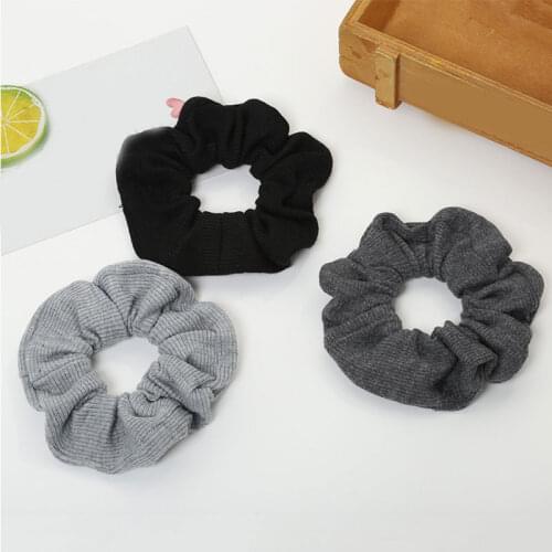 2019 New Headbands Women Black Grey Elastic Hair Rope Scrunchie Soft Cotton Ponytail Holder Hair Band For Girls Hair accessories