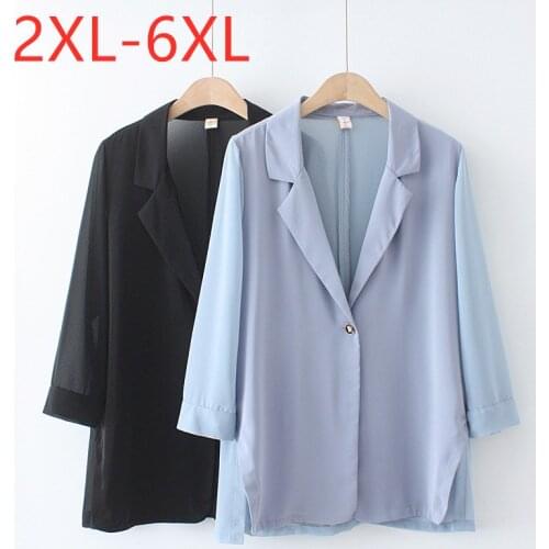 New Ladies Summer Plus Size Blazer For Women Large Long Sleeve Loose Casual Sunscreen Thin Chiffon Blazers Coat 3XL 4XL 5XL 6XL
