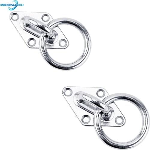 2PCS Diamond Pad Eye Plate Boat Marine Mooring Ring Ceiling Wall Mount Base Hook Strap Tie Down Yoga Accessories Stainless Steel