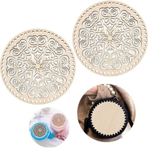 2pcs DIY Natural Wooden Basket Bags Bottom Crochet Basket Wood Base Basket Weaving Craft Women Wirebag Homemade Supplies