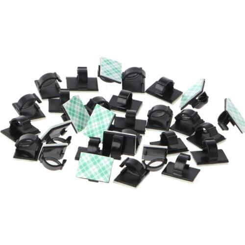 30Pcs Car Wire Tie Clip Fixer Organizer Black and white color Clamp Cord Cable Line Holder Self Adhesive