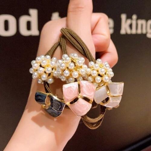 30pcs/Lot Simple pearl hair rope elastic hair band headdress hair band rubber band hair band fashion girl hair accessories