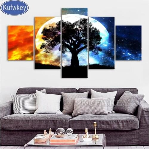 5 piece rhinestone pictures diamond diamond Giant Trees painting 3d diy handmade,full square round diamond embroidery