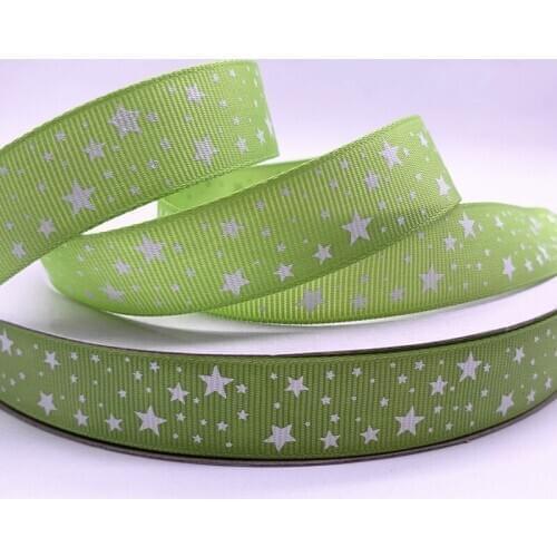 5yards 15mm 20mm 25mm 38mm Olive Green Grosgrain Ribbon Printed Stars for Christmas Wedding Decoration DIY Sewing Handmand Craft