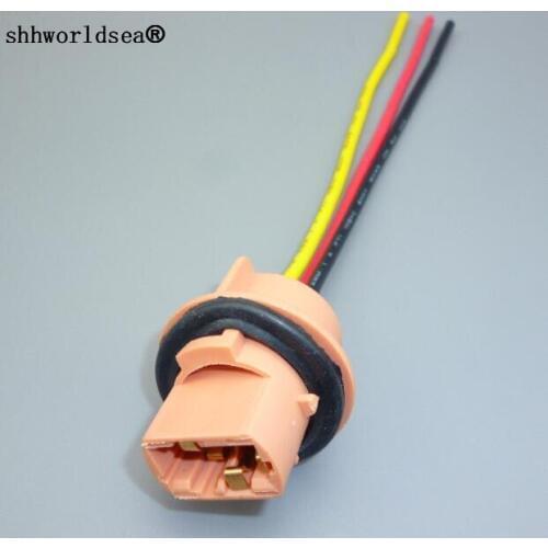 Shhworldsea 1pcs T20 lamp holder .double wire lamp holder (three line) ,special for brake light/backup light lamp holder