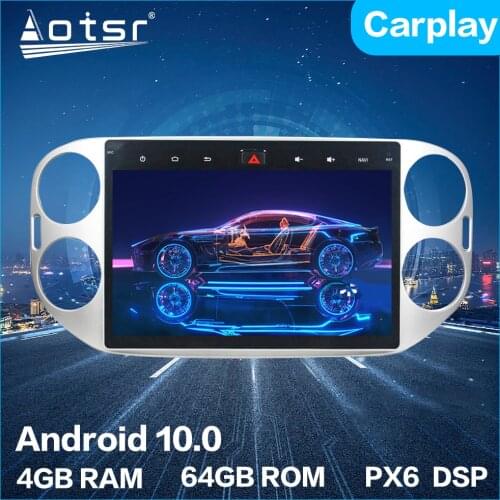 Aotsr Android 10.0 4+64GB Car Radio Player GPS Navigation Car Stereo Multimedia Unit For Volkswagen VW Tiguan 2010 + DSP Carplay