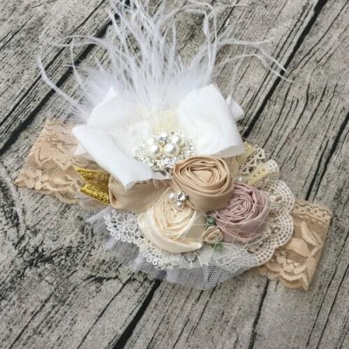 Free Shipping Dupioni Silk Flower Girl Headband Kids Hair Accessories Photo Prop