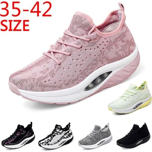 Big Size Platform Cushioning Sock Sneakers Women Sport Shoes Female Running Sneakers Childrens Sports Shoes Pink Knit GMB-1735