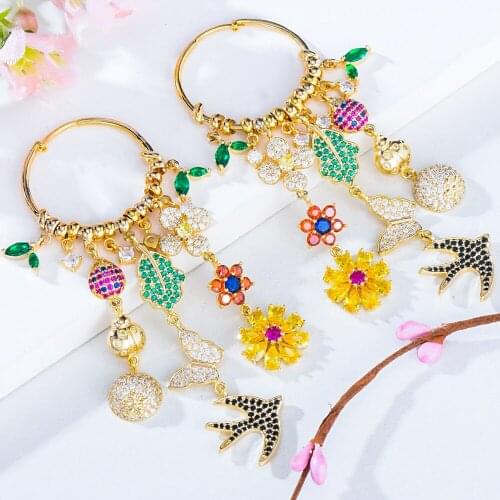 Brand Fashion Shiny Gorgeous Natural ethnic style Dangle Earrings For Women Bridal Wedding Girl Daily Fine Jewelry High Quality