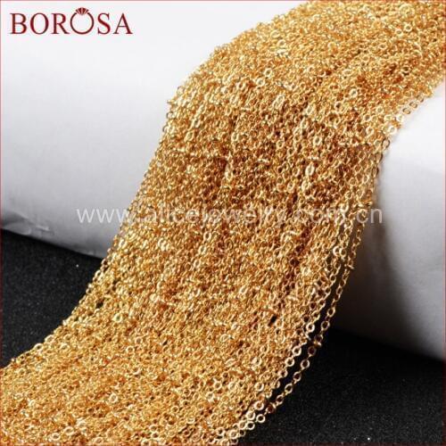 BOROSA 16inch Gold Color Copper Finished Beaded Chains Finding Gold Color Chain Necklace Finding with Loster Clasp PJ016