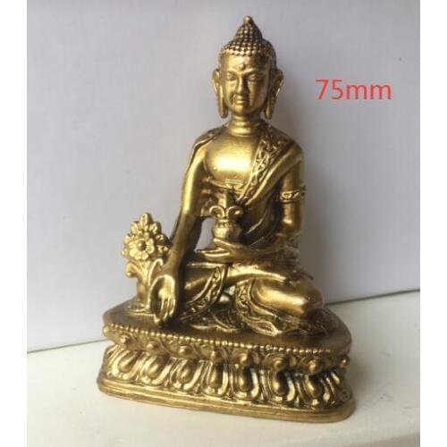 Folk Tibet Tibetan Brass Shakyamuni Medicine Buddha Statue Figurine Height 70~75mm