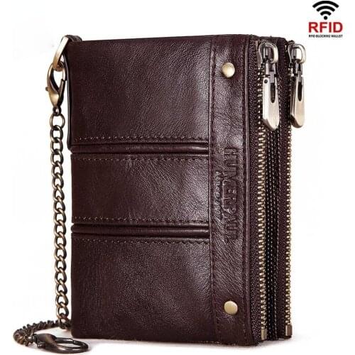 Men Wallet Genuine Leather Luxury Design Zipper Coin Pocket Short Male Purse Card Holder Rfid Money Bag Man Purses
