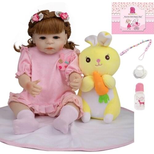 18 Inch Fashion Bebe Reborn Baby Doll Silicone 48CM Full Body Realistic Princess Girl Doll With Toy For Kid Birthday Xmas Gifts