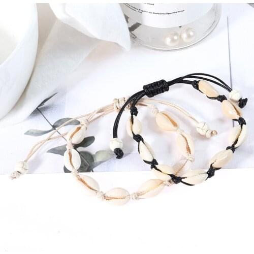 Hot Sale Handmade Natural Seashell Hand Knit Bracelet Shell Bracelets Women Accessories Beaded Strand Female Bracelet Gift