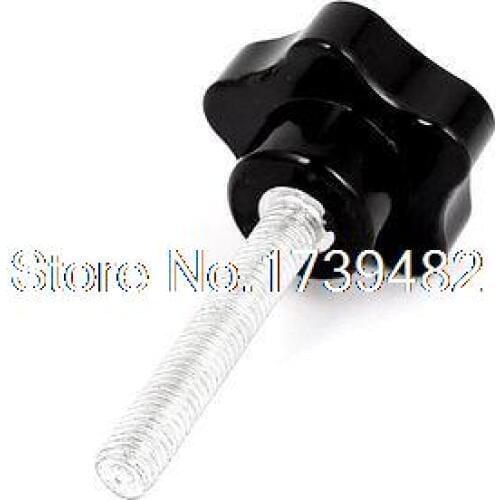 M8 x 50mm Male Thread Plastic Star Head Clamping Screw Knob Jig Black