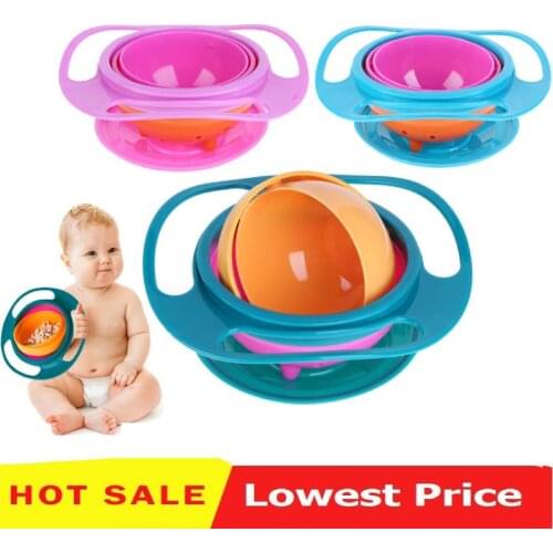 Newborn Baby Bowl Universal Gyro Bowl Practical Design Children 360 Degrees Rotate Balance Gyro Umbrella Bowl Spill-Proof Bowl