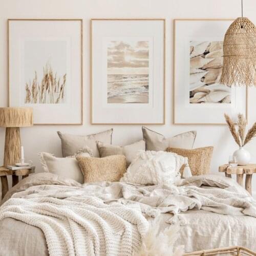 Reeds Beach Sunrise Beige Seashells Wall Art Canvas Painting Nordic Posters And Prints Home Decoration Pictures For Living Room