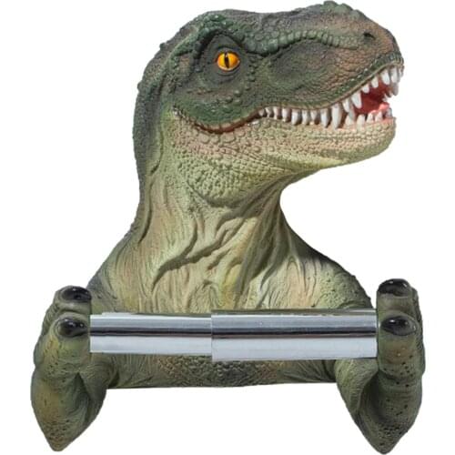 2021 New Creative Resin Dinosaur Toilet Paper Holder Wall-mounted Roll Paper Holder Rack