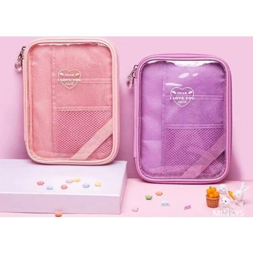 New Arrival Kawaii Big Capacity Stationery Storage Bag Glittery Pencil Case Pencil Punch Makeup Bag Gift