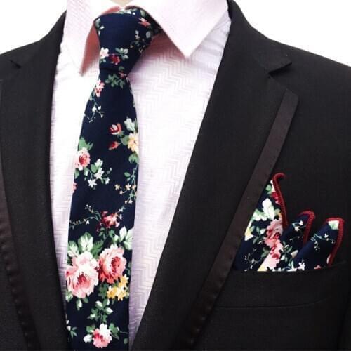 New Cotton Business Tie Suit Mens Print Paisley 6cm Neck Tie Scarf Set Stylish Mens Suit Tie Pocket Towel Sets