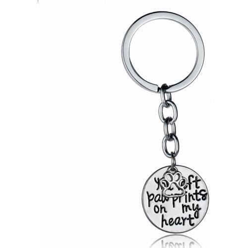 New Style Hollow Dog Pet Claw Print Keychain You Left Paws Prints On My Heart Keyring Animal Rescue Lovers Women Car Bags Keyfob