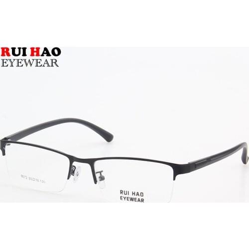 Half Rimless Optical Glasses Frame Business Casual Eyeglasses Frames Alloy and TR90 Temple Spectacles Rui Hao Eyewear 8672