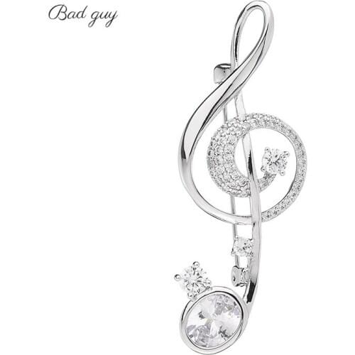 Bad Guy Note Zircon Brooch Pin for Womens Copper Brooch Jewelry Clothes Scarf Buckle Garment Accessorie Fine Jewelry Gifts