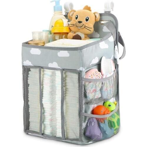 Hanging Diaper Caddy Organizer- Diaper Stacker for Changing Table, Crib, Playard or Wall Nursery Organization Baby Shower