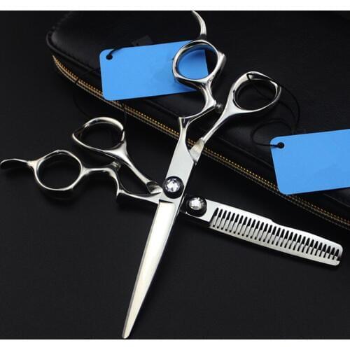 Professional japan 440c 6 inch gem hair scissors set cutting barber makas haircut scissor thinning shears hairdressing scissors