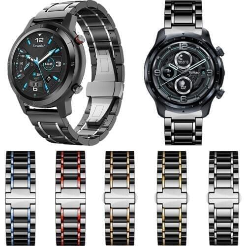 Luxury Ceramic Strap For TicWatch Pro 3 GPS / GTX Band Bracelet For Ticwatch Pro 2020 / E2 / S2 Smartwatch Watchband Accessories