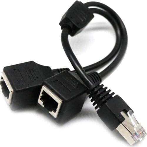 RJ45 1 Male to 2 Female Socket Port LAN Ethernet Network Splitter 2 Way LAN Adaptor Cord High Speed Cable RJ45 Splitter Adapter