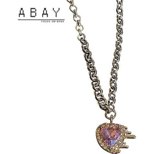 Crystal Love Inlaid Rhinestone Necklace Womens New Hot Selling Simple Fashion Temperament Elegant High-level Sense Accessories