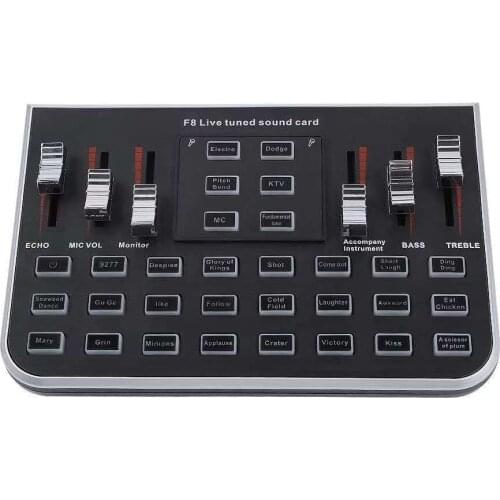 F8 4 Modes Studio Audio Mixer Microphone Webcast Entertainment Streamer Live Sound Card for Phone Computer