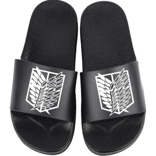 Anime Attack on Titan Slippers Cartoon Black Slippers Men Women spring summer boys Non-slip Large size home shoes