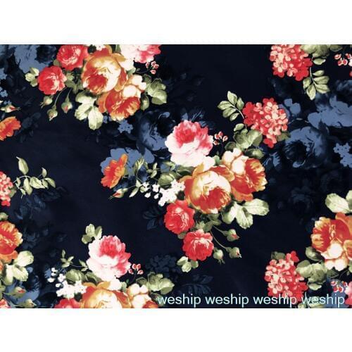 Blue rose flowers vintage fabric Retro style fabric Calico Printed cotton fabric for DIY Bag 1 order=1meter
