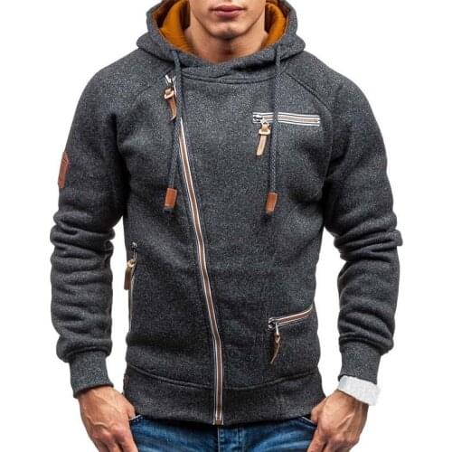 New Hoodie Men 2021 Spring Casual Solid Long Sleeve Mens Hoodies Sweatshirts Slim Zipper Hoody Sweatshirt Men Hooded Streetwear