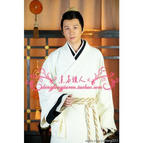 Oriental Costume TV Play Beauties of the Emperor White Mens Hanfu Costume Scholars Costume
